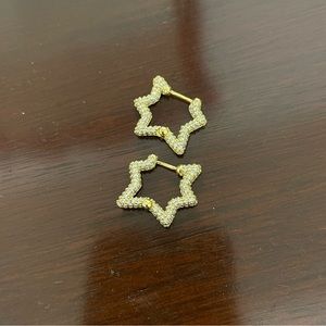 Gold Pave Star Huggie Hoops